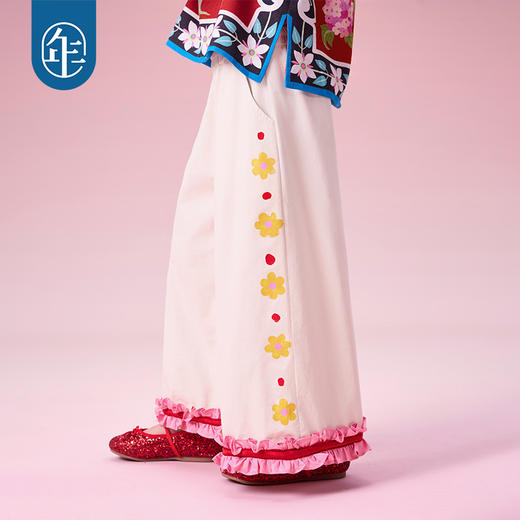 【百搭阔腿花鼓隆咚长裤】年衣童装女童长裤秋季新款儿童阔腿裤新中式国风甜美女孩休闲裤子 商品图0