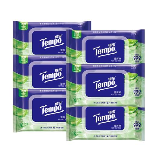 【6包装】得宝（Tempo） 湿厕纸 植物呵护敏感肌专用40片/包x6包 经期可用抽取式湿厕纸（新旧包装随机发货） 商品图0