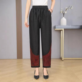 丁摩100%真丝香云纱时尚宽松休闲小脚裤中老年女装显瘦AL2591