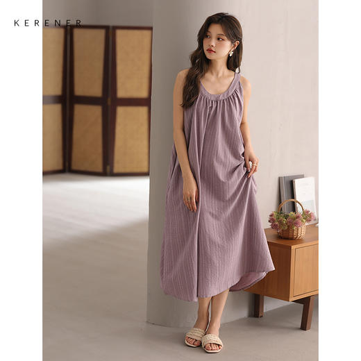 可人儿小众设计师新款泡泡绵女士睡衣夏季少女睡裙可外穿家居服 商品图1