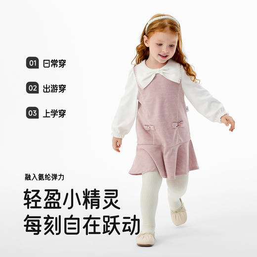 【商场同款】英氏女童连衣裙秋季女童长袖假两件裙子可爱女生裙子 商品图2