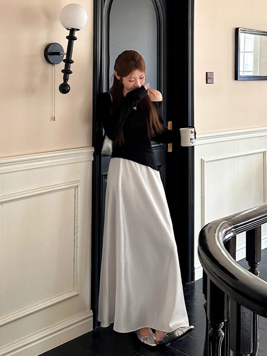 SIIJJEYY枝辑品牌夏季新款仿醋酸缎面流光半身裙 商品图0