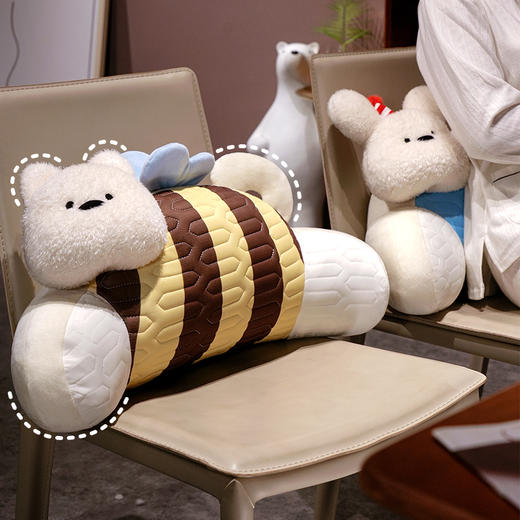 自然醒立体趴趴小狗乳胶腰靠办公室久坐神器护腰靠背垫椅子靠枕沙发孕妇抱枕QYL 商品图1