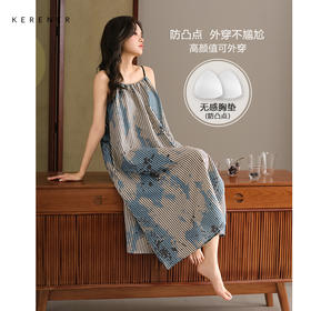 可人儿带bra小众设计泡泡绵女士睡衣夏季少女睡裙可外穿家居服