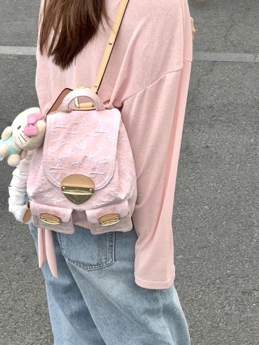 驴家 Venice 粉丹宁浅金色五金可调节肩带 棉 双肩包 女款 粉红色（MM） 商品图8