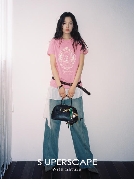 素舶 棉混纺柔软透气多色宽松印花短袖T恤上衣SUPERSCAPE 商品图4