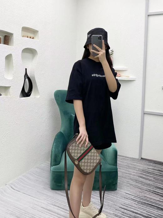 古驰 老花Logo条纹织带 帆布拼皮 马鞍包斜挎包（LZ） 商品图5