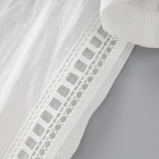 「高货wl」全新升级【铂金会员293/天猫399/差价106】(99407)洛诗琳亚麻重工水溶蕾丝T恤2025夏季宽松圆领短袖上衣女 商品图3