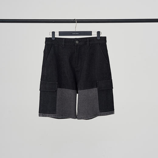 simplepieces牛仔裤男SPS夏季新品复古时尚百搭休闲拼接工装短裤 商品图4