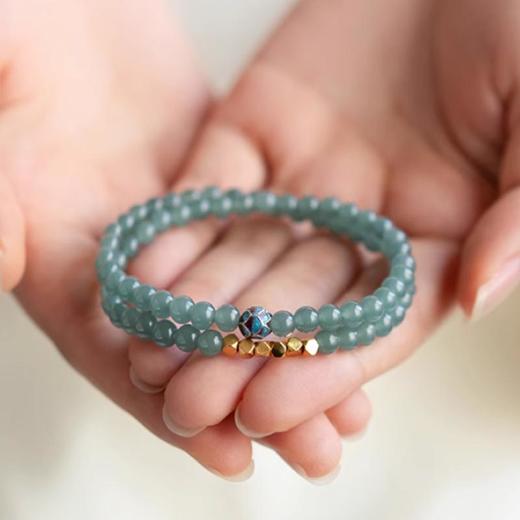 冰魄蓝冰翡翠叠戴双圈精品手串 商品图2