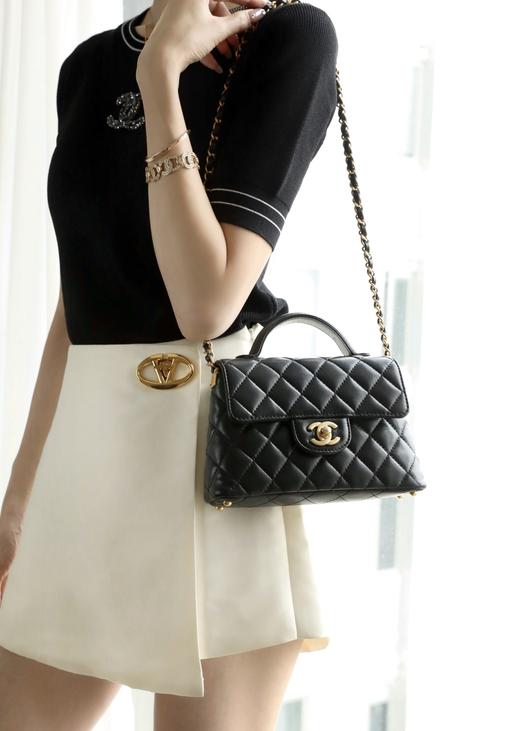 香奈儿 25p春夏 羊皮竖款小号黑色（LZ） 商品图9