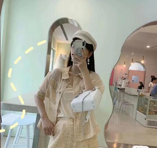 迪奥-Lady 白色藤格纹漆GR原厂羊皮  mini 三格（LZ） 商品图2