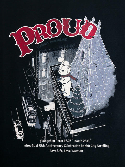 复古风拿捏～黑色印花 T 恤女 宽松短袖 个性图案潮酷上衣 商品图3