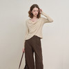 西遇串珠荡领不规则长袖T恤女秋季设计感收腰显瘦针织衫V2651147 商品缩略图1