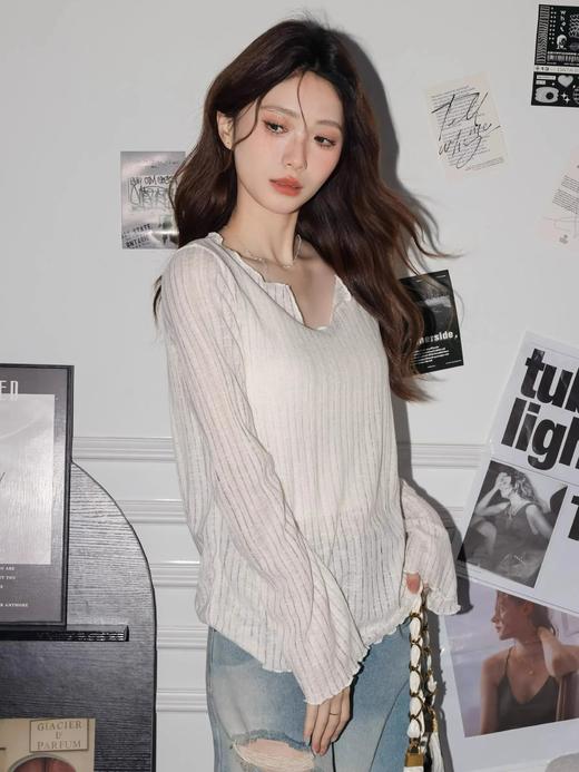 法式微透木耳边罩衫｜慵懒随性中带着一丝纯欲，谁穿谁好看 商品图1