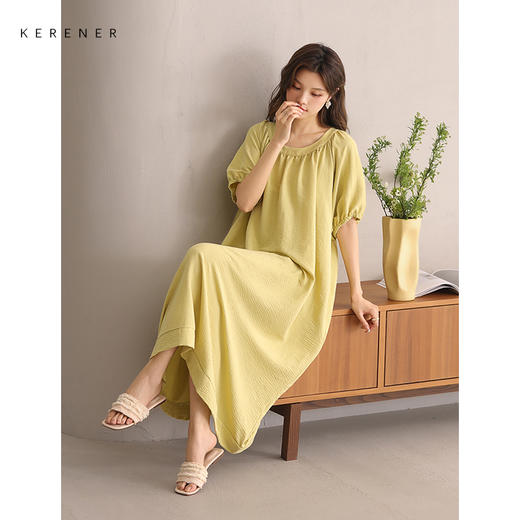 可人儿小众设计新款泡泡绵女士睡衣夏季短袖少女睡裙可外穿家居服 商品图1