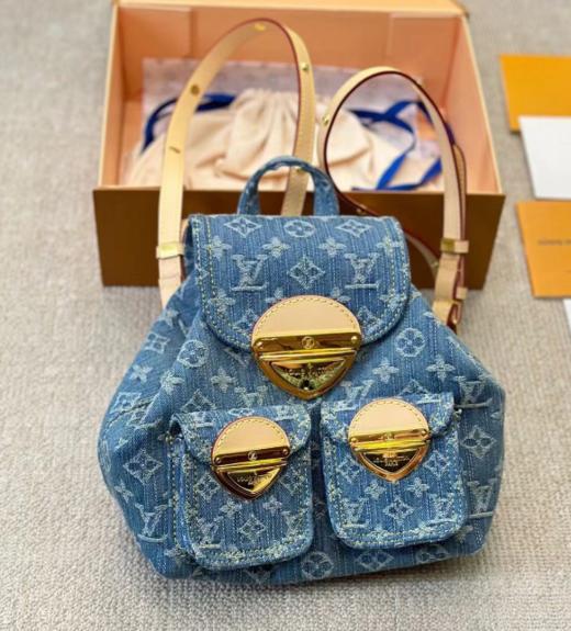 驴家 丹宁牛仔布老花双肩包(JPH) 商品图1