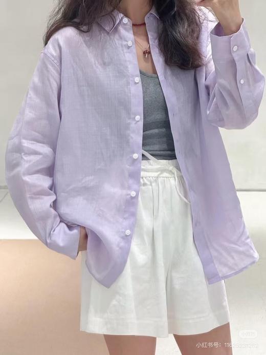 【高品质私服】【IC粉紫色/浅蓝色苎麻平纹布衬衫】柔和亲肤，版型宽松不垮、藏肉显瘦、弧形下摆灵动G1477/G1485-CC【无标出货 介意慎拍】 商品图9