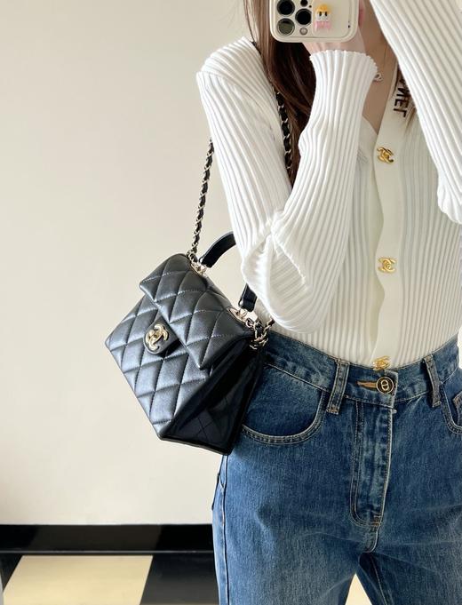 香奈儿  24P 春夏 小球纹Kelly  黑色 小号（LZ） 商品图5