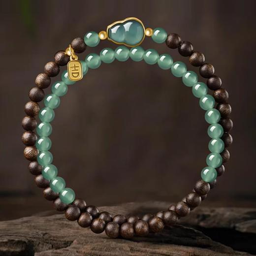 千山万水沉香木蓝水翡翠手串 商品图1