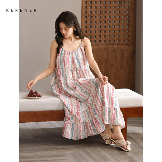 可人儿带bra小众设计新款泡泡绵女士睡衣夏季少女睡裙可外穿居家 商品图3