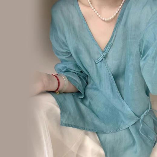 裁缝学苑AQ508盘扣侧系带棉麻茶服纸样女装小衫上衣样板图纸 商品图3