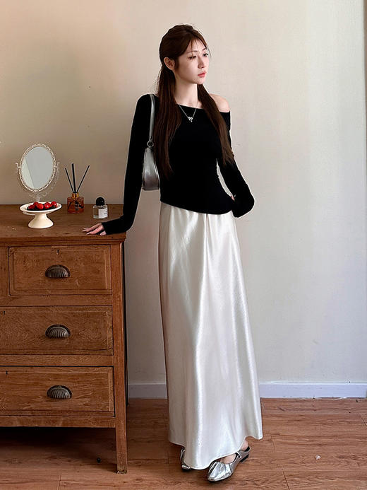 SIIJJEYY枝辑品牌夏季新款仿醋酸缎面流光半身裙 商品图8