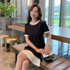 奢姿大码女装2025夏季减龄百褶拼接时尚连衣裙胖妹妹简约圆领裙子9952890472 商品缩略图0