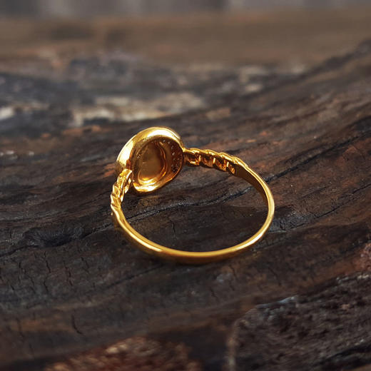 【天然正品】A货翡翠AU750黄金镶钻镶天然细腻冰种葫芦（福禄平安）翡翠戒指6.2*4.6MM（皆取最大值）12.5号（戒圈可改）女性现售价：1880！160725NJM08 商品图3