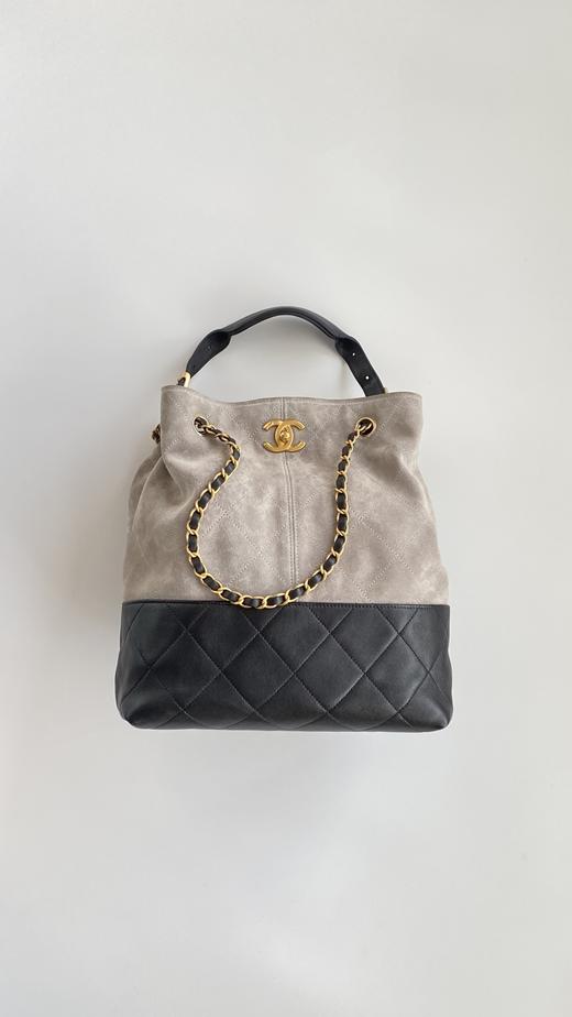 香奈儿 25A 品牌Logo 皮穿链 麂皮双拼 购物包单肩手提包 （LZ*MM） 商品图0