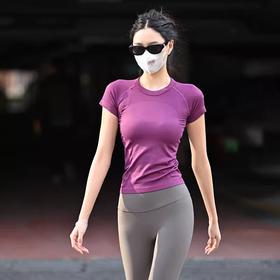 Gymicon能量符号 春夏短袖运动无缝上衣圆领瑜伽服健身跑步速干紧身透气训练户外YASY2510