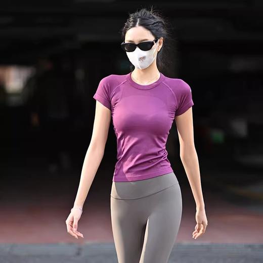Gymicon能量符号 春夏短袖运动无缝上衣圆领瑜伽服健身跑步速干紧身透气训练户外YASY2510 商品图0