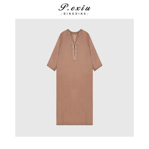 PanYiXiu/潘依绣【干枯玫瑰】100%苎麻轻奢中式连衣裙两件套W-63232 商品图0