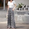 【周末秒杀】熙世界度假风复古水墨印花阔腿裤女夏季薄款慵懒风休闲直筒长裤子 商品缩略图1