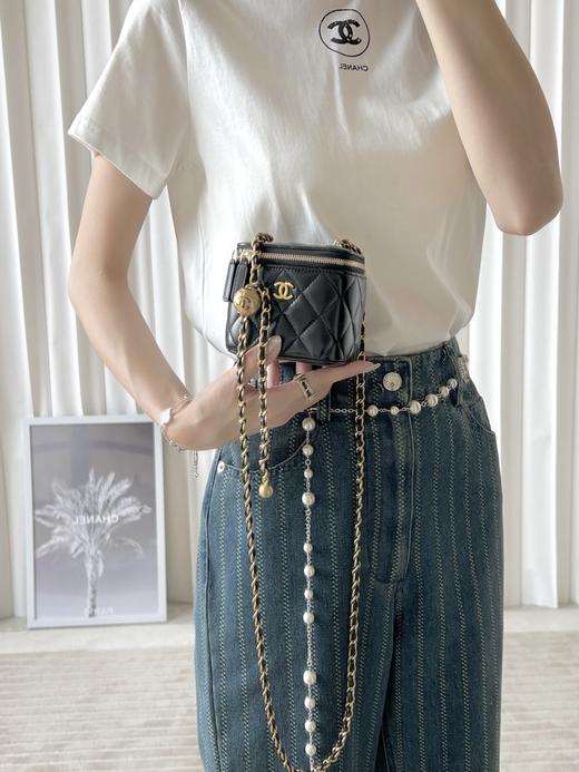 新版发售 金球化妆盒子包  金属球调节扣链条口红包 黑色 （LZ*MM） 商品图3