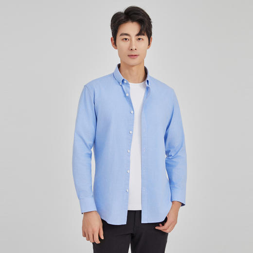 【含棉】圣德西男士衬衣2025年秋季扣领挺括舒适长袖牛津纺衬衫男 商品图13