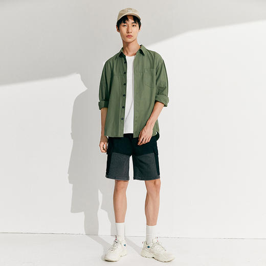 simplepieces牛仔裤男SPS夏季新品复古时尚百搭休闲拼接工装短裤 商品图2