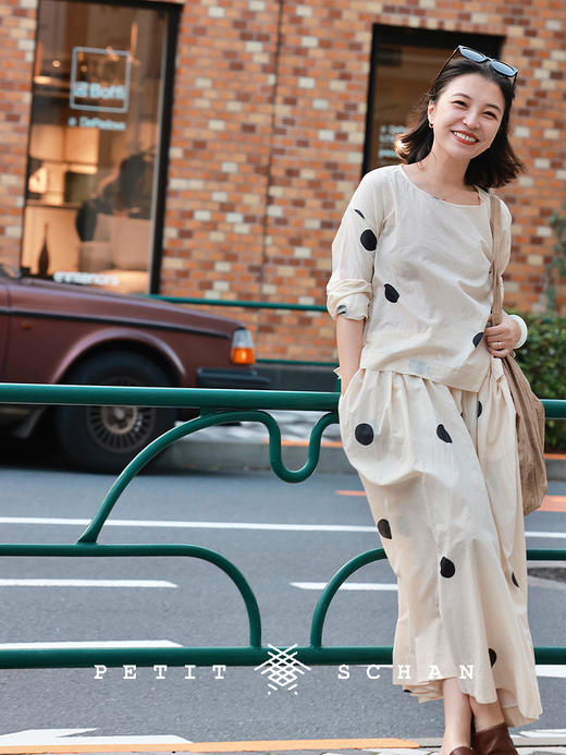 PETIT SCHAN小闪 CLO#866 Less boba 珍珠少放一点 一千零一夜系列法式纯棉波点半裙 商品图2