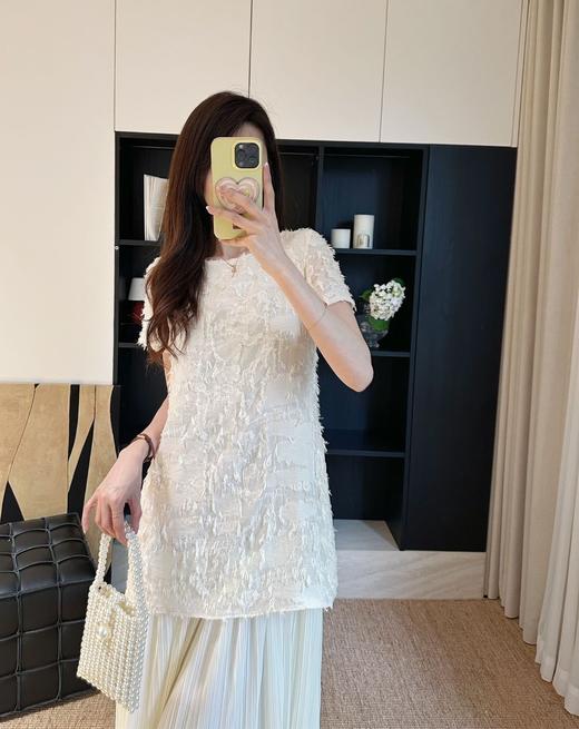 小华美一见倾心莱赛尔天丝千百褶假两件显瘦直筒连衣裙 商品图1