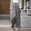 【周末秒杀】熙世界度假风复古水墨印花阔腿裤女夏季薄款慵懒风休闲直筒长裤子 商品缩略图4
