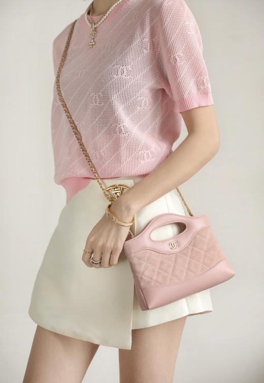 香奈儿 25P春夏 Nano 31bag麂皮粉色 手拿斜挎包（LZ*MM） 商品图7