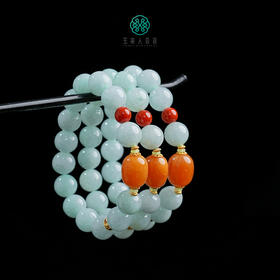 D翡翠单圈-圆珠配蜜蜡枣珠加南红约12#