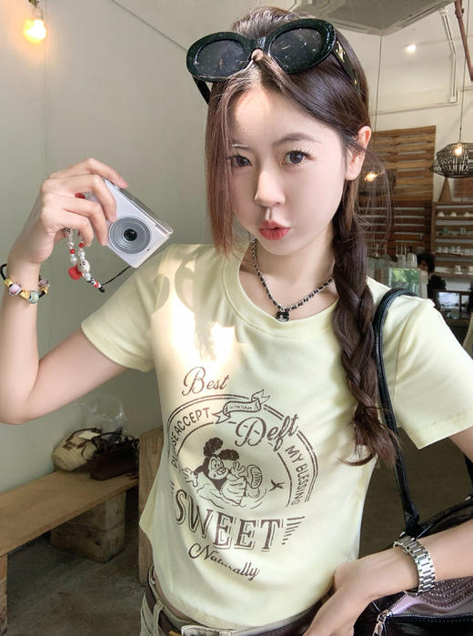 <曾小咸推荐>趣味印花修身短款短袖T恤 日常99.99/件 立减60 秒杀39.99/件！！ 商品图5