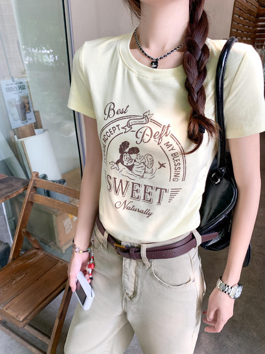 <曾小咸推荐>趣味印花修身短款短袖T恤 日常99.99/件 立减60 秒杀39.99/件！！ 商品图7