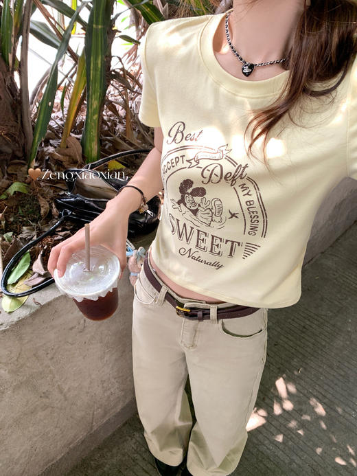 <曾小咸推荐>趣味印花修身短款短袖T恤 日常99.99/件 立减60 秒杀39.99/件！！ 商品图10