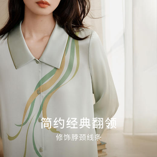 金三塔敦煌联名重磅真丝睡裙女100%桑蚕丝印花宽松睡衣家居服新品 YSFFC301 商品图1