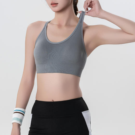 Gymicon能量符号 中强度跑步防震运动内衣女一体式固定胸垫细肩带交叉运动美背文胸YAWX2538 商品图3