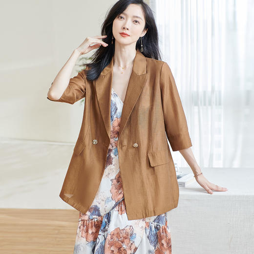 米思阳2026春季新款时尚天丝七分袖外套薄款通勤宽松上衣女0808 商品图3