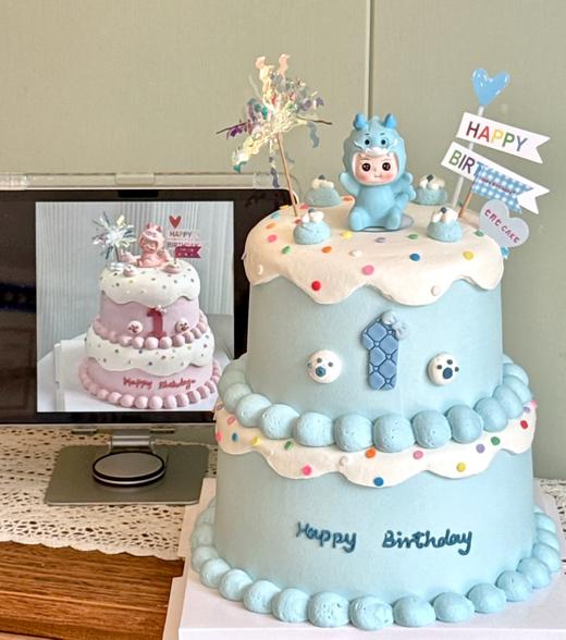 【臻品系列】---【蓝色小龙龙 双层款】男孩、周岁生日蛋糕 商品图0