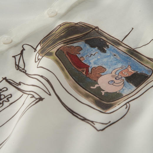 谜底白衬衫七分袖女士2025夏季新款通勤风绣花合体衬衣257MC7845 商品图3